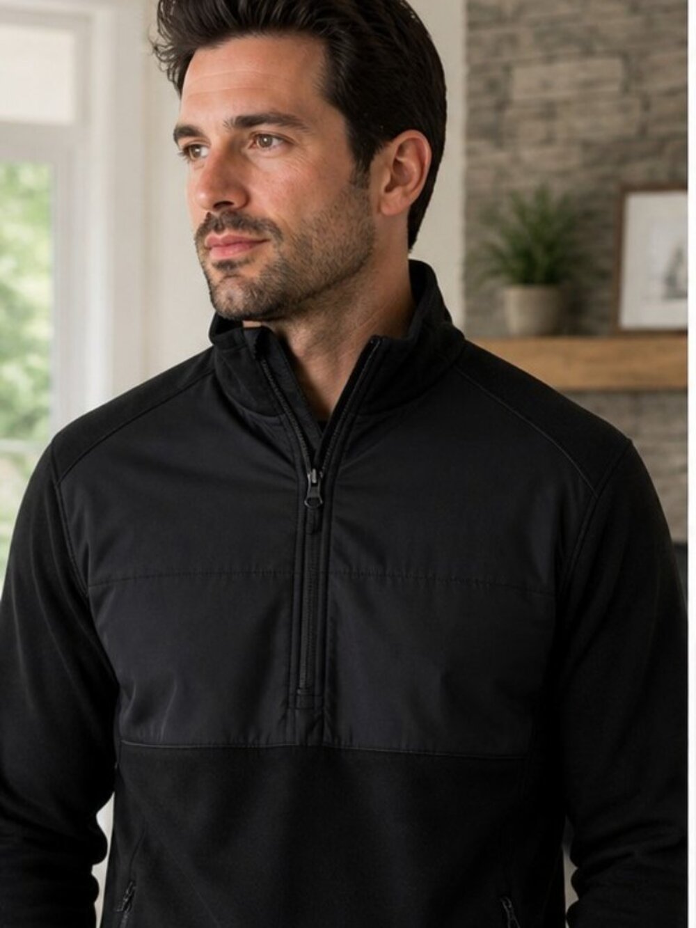 BUGATCHI - Athletic Zip-Up Sweatshirt XL - Black